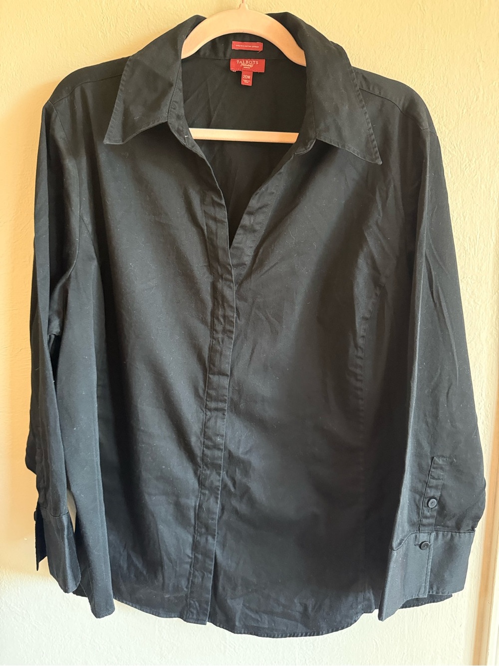 Talbots Plus Size 20W Black Classic Button Down Work Shirt